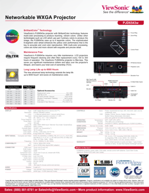 Page 2RS-232
Specifications
Sales: (888) 881-8781 or SalesInfo@ViewSonic.com • More product information: www.ViewSonic.com
*Lamp life may vary based on actual usage and other factors. **One year Express Exchange® service requires product registration.  Programs,  specifications  and  availability  are  subject  to  change  without  notice.  Selection,  offers  and 
programs may vary by country; see your ViewSonic representative for complete details.Corporate names, trademarks\
 stated herein are the property...