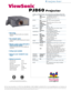 Page 23-PANEL LCD PROFESSIONAL LEVEL BRIGHTNESS MULTIMEDIA PROJECTORLCDType1.3 polysilicon (x3) stripe pixel, TFT active matrix
Pixel Format1,440,000 (800 x 600 x 3)
LensPower focus, power zoom (1:1.3)
F1 1.7-2.3
DISPLAYSize30 to 300 (measured diagonally)
Min. Proj. Distance43
Lamp190W UHB Compact,1500 hour rating
Brightness2,000 lumens
Contrast Ratio250:1
AUDIOSpeakersStereo
Power2W (1W + 1W)
INPUT SIGNALVideoRGB analog, NTSC, PAL, SECAM, S-Video
SyncH/V Separated (TTL)
FrequencyF
h:15.75-60KHz, F
v:56-85Hz...