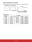 Page 25Adjusting Projection Image Size
Refer to the graphic and table below to determine the screen size and projection distance.
PJD5133/PJD5233
Screen size
Diagonal
[inch (cm)]4 : 3 Screen
Projection distance [inch (m)] Image 
height [inch 
(cm)]Vertical 
offset
 [inch (cm)] (min. zoom) (max. zoom)
30 (76) 45.3 (1.2) 50.6 (1.3) 18 (45.72) 2.70 (6.86)
60 (152) 92.2 (2.3) 102.9 (2.6) 36 (91.44) 5.40 (13.72)
80 (203) 123.5 (3.1) 137.7 (3.5) 48 (121.92) 7.20 (18.29)
100 (254) 154.8 (3.9) 172.5 (4.4) 60 (152.4)...