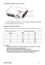 Page 19ViewSonic13 PJ258D
Adjusting the Projector Zoom and Focus
 )RFXVWKHLPDJHE\URWDWLQJWKHIRFXVULQJ$VWLOOLPDJHLVUHFRPPHQGHGIRUIRFXVLQJ
 $GMXVWWKHLPDJHE\VOLGLQJWKH]RRPURG
Adjusting Projection Image Size
]HDQGSURMHFWLRQGLVWDQFH
Projection Distance 
(meters)Screen size (inches)
Wide Tele
1.6 41 34
25143
37765
5 128 108
10 256 217
12 307 260
 NOTE
 