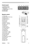 Page 10
5ViewSonic	 PJ358
Part names
Control panel
(1)	STANDBY/ON	button
(2)	INPUT/ENTER	button
(3)		MENU	button
	
It	conssts	of	four	cursor	buttons.
(4)	POWER	ndcator
(5)	 TEMP 	ndcator
(6)	LAMP 	ndcator
Remote control
(1)	VIDEO	button
(2)	COMPUTER/STORAGE	button
(3)	SEARCH	button
(4)	STANDBY/ON	button
(5)	ASPECT 	button
(6)	 AUTO	button
(7)	BLANK	button
(8)	MAGNIFY 	-	ON	button
(9)	MAGNIFY 	-	OFF	button
(10)	HOME	button
(11)	END	button
(12)	PAGE	UP 	button
(13)	PAGE	DOWN...