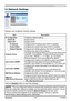 Page 158
153
ViewSonic
  Pro9500
3.3 Network Settings
Displays and configures network settings.
Item Description
IP Configuration Configures network settings.
DHCP ON Enables DHCP.
DHCP OFF Disables DHCP.
IP Address Configures the IP address when DHCP is disabled.
Subnet Mask Configures the subnet mask when DHCP is disabled.
Default Gateway Configures the default gateway when DHCP is disabled.
Projector Name Configures the name of the projector.
The length of the Projector Name can be up to 64 alphanumeric...