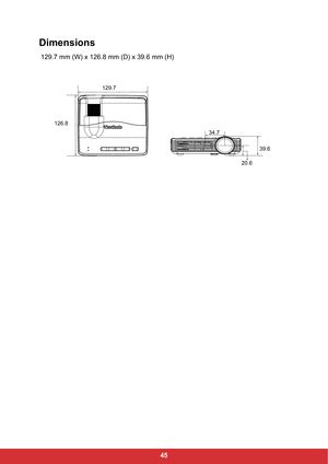 Page 4745
Dimensions
 129.7 mm (W) x 126.8 mm (D) x 39.6 mm (H)
129.7
126.8
34.7
20.639.6 