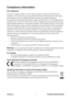 Page 2
ViewSoniciPJD6220/PJD6230/PJD6240

Compliance Information
FCC Statement
This device complies with part 15 of FCC Rules. Operation is subject to \
the following two 
conditions: (1) this device may not cause harmful interference, and (\
2) this device must accept 
any interference received, including interference that may cause undesir\
ed operation.
This equipment has been tested and found to comply with the limits for a\
 Class B digital device, 
pursuant to part 15 of the FCC Rules. These limits are...