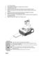 Page 29 EN-26
1. Turn off the projector.
2. If the projector is installed in a ceiling mount, remove it
3. Unplug the power cord.
4. Loosen the screw in the side of the lamp cover and remove the cover.
5. Remove the screws from the lamp module, raise the handle, and lift out the module.
6. Insert the new lamp module into the projector and tighten the screws.
7. Replace the lamp cover and tighten the screw.
8. Turn on the projector.  If the lamp does not turn on after the warm-up period, try  reinstalling the...