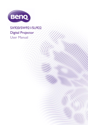 Page 1SX920/SW921/SU922
Digital Projector
User Manual 