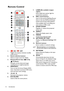 Page 12Introduction 12
Remote Control 
1.  ON /  OFF
Toggles the projector between standby 
mode and on.
2. Source selection buttons
Selects an input source for display.
3. Keystone/Arrow keys ( /▲ Up, 
/▼ Down)
Manually corrects distorted images 
resulting from an angled projection.
4. MENU/EXIT
Turns on the On-Screen Display (OSD) 
menu. Goes back to previous OSD menu, 
exits and saves menu settings.
5.◄ Left/ 
Decreases the projector volume.
6. ECO BLANK
Used to hide the screen picture.7. LASER (No available...
