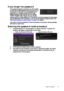 Page 41Menu Functions 41
If you forget the password
If the password function is activated, you will be asked 
to enter the six-digit password every time you turn on 
the projector. If you enter the wrong password, the 
password error message as pictured to the right 
displays lasting for three seconds, and the message 
INPUT PASSWORD follows. You can retry by 
entering another six-digit password, or if you did not record the password in this manual, 
and you absolutely do not remember it, you can use the...