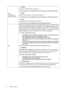 Page 4040 Menu Functions  
PC & 
Component 
YPbPr Tuning
• 
H. Size  
Adjusts the horizontal width of the picture.
This function is only available when the Component or PC si gnal is selected.
• Phase  
Adjusts the clock phase to reduce picture distortion.
This function is only available when the Component or PC si gnal is selected.
• Auto
Adjusts the phase and frequency automatically.
This function is only available  when the PC signal is selected.
3D
This projector supports playing three-dimensional (3D)...