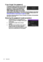 Page 36Operation
36
If you forget the password
If the password function is activated, you will be asked 
to enter the six-digit password every time you turn on 
the projector. If you enter the wrong password, the 
password error message as pictured to the right 
displays lasting for three seconds, and the message 
INPUT PASSWORD  follows. You can retry by 
entering another six-digit password, or if you  did not record the password in this manual, 
and you absolutely do not remember it, you can use the password...