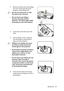 Page 65Maintenance 65
3. Remove the lamp cover by (a) sliding 
the cover toward the side of the 
projector and (b) lifting it off.
• Do not turn the power on with 
the lamp cover removed.
• Do not insert your fingers 
between the lamp and the 
projector. The sharp edges inside 
the projector may cause injuries.
4. Loosen the screws that secure the 
lamp.
5. Lift the handle so that it stands up. 
Use the handle to slowly pull the 
lamp out of the projector.
• Pulling it too quickly may cause 
the lamp to break...