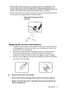 Page 15Introduction 15 Infra-Red (IR) remote control sensor is located on the front of the projector. The 
remote control must be held at an angle within 30 degrees perpendicular to the 
projectors IR remote control sensor to function correctly. The distance between the 
remote control and the sensor should not exceed 8 meters (~ 26 feet).
Make sure that there are no obstacles between the remote control and the IR sensor 
on the projector that might obstruct the infra-red beam.
Replacing the remote control...