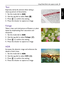 Page 45Using Mode Dial in the capture mode  45
English
Te x t
Improves clarity & contrast when taking a 
close-up picture of documents.
1. Set the mode dial to  .
2. Use the jog dial to select 
Te x t  ().
3. Press   to confirm the setting.
4. Press the shutter to capture an image.
Foliage
Takes a clear and vivid picture of flowers or plant 
leaves by emphasizing their saturation and 
sharpness.
1. Set the mode dial to  .
2. Use the jog dial to select 
Foliage ().
3. Press   to confirm the setting.
4. Press the...