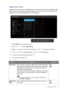 Page 45  45   Navigating the main menu
Ergonomics menu
Available menu options may vary depending on the input sources, functions and settings. Menu 
options that are not available will become grayed out. And keys that are not available will be 
disabled and the corresponding OSD icons will disappear.
1.  Select 
Menu from the hot key menu.
2.  Use   or   to select 
Ergonomics.
3.  Select   to go to a sub menu, and then use   or   to select a menu item.
4.  Use   or   to make adjustments, or use   to make...