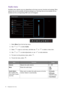 Page 4040  Navigating the main menu  
Audio menu
Available menu options may vary depending on the input sources, functions and settings. Menu 
options that are not available will become grayed out. And keys that are not available will be 
disabled and the corresponding OSD icons will disappear.
1.  Select 
Menu from the hot key menu.
2.  Use   or   to select 
Audio.
3.  Select   to go to a sub menu, and then use   or   to select a menu item.
4.  Use   or   to make adjustments, or use   to make selection.
5.  To...