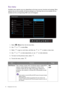 Page 5050  Navigating the main menu  
Eco menu
Available menu options may vary depending on the input sources, functions and settings. Menu 
options that are not available will become grayed out. And keys that are not available will be 
disabled and the corresponding OSD icons will disappear.
1.  Select   (
Menu) from the hot key menu.
2.  Use   or   to select 
Eco.
3.  Select   to go to a sub menu, and then use   or   to select a menu item.
4.  Use   or   to make adjustments, or use   to make selection.
5.  To...