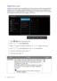 Page 5252  Navigating the main menu  
Ergonomics menu
Available menu options may vary depending on the input sources, functions and settings. Menu 
options that are not available will become grayed out. And keys that are not available will be 
disabled and the corresponding OSD icons will disappear. For models without certain functions, 
their settings and related items will not appear on the menu.
1.  Select   (
Menu) from the hot key menu.
2.  Use   or   to select 
Ergonomics.
3.  Select   to go to a sub...