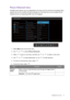 Page 31  31   Navigating the main menu
Picture Advanced menu
Available menu options may vary depending on the input sources, functions and settings. Menu 
options that are not available will become grayed out. And keys that are not available will be 
disabled and the corresponding OSD icons will disappear. 
1.  Select 
Menu from the hot key menu.
2.  Use   or   to select 
Picture Advanced.
3.  Select   to go to a sub menu, and then use   or   to select a menu item.
4.  Use   or   to make adjustments, or use...