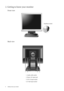 Page 66  Getting to know your monitor  
2. Getting to know your monitor
Front view
Back view 
1. Audio cable socket
2. Power AC input jack
3. DVI-D input socket
4. D-Sub input socket
Earphone socket
 