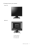 Page 5  5   Getting to know your monitor
2. Getting to know your monitor
Front view
Back view 
1. AC power input jack
2. DVI-D input socket
3. D-Sub input socket
 