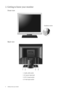 Page 66  Getting to know your monitor  
2. Getting to know your monitor
Front view
Back view 
1. Audio cable socket
2. AC power input jack
3. DVI-D input socket
4. D-Sub input socket
Earphone socket
 