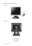 Page 6
6  Getting to know your monitor  
2. Getting to know your monitor
Front view
Back view 
1. Audio cable socket
2. Power AC input jack
3. DVI-D input socket
4. D-Sub input socket
Earphone socket
 