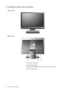 Page 66  Getting to know your monitor  
2. Getting to know your monitor
Front view
Back view 
1. AC power input jack
2. DVI-D input socket 
(Analog-only models do not have the DVI-D input socket) 
3. D-Sub input socket
 