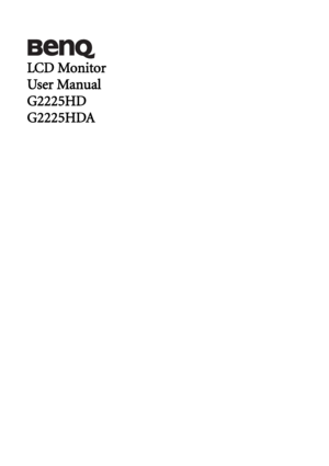 Page 1LCD Monitor
User Manual
G2225HD
G2225HDA
 