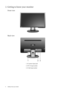 Page 66  Getting to know your monitor  
2. Getting to know your monitor
Front view
Back view 
1. AC power input jack
2. DVI-D input socket 
3. D-Sub input socket
 