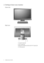 Page 66  Getting to know your monitor  
2. Getting to know your monitor
Front view
Back view 
1. AC power input jack
2. DVI-D input jack 
(Analog-only models do not have the DVI-D input jack) 
3. D-Sub input jack
 