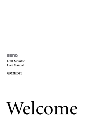 Page 1Welcome
LCD Monitor
User Manual
G922HDPL
 