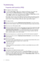 Page 4444 Troubleshooting  
Troubleshooting
Frequently asked questions (FAQ)
The image has a faulty coloration.
• The default Picture Mode is RTS, which is designed for RTS games. If you prefer other 
picture modes, go to 
Picture Advanced and change setting in Picture Mode.
• If the image has a yellow, blue or pink appearance, go to 
Picture and Reset Color, and then 
choose 
YES to reset the color settings to the factory defaults. 
If the image is still not correct and the OSD also has faulty coloration, this...