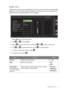 Page 43  43   Navigating the main menu
Audio menu
Available menu options may vary depending on the input sources, functions and settings. Menu 
options that are not available will become grayed out. And keys that are not available will be 
disabled and the corresponding OSD icons will disappear.
1.  Select 
Menu from the hot key menu.
2.  Use   or   to select 
Audio.
3.  Select   to go to a sub menu, and then use   or   to select a menu item.
4.  Use   or   to make adjustments, or use   to make selection.
5....