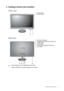 Page 7  3   Getting to know your monitor
2. Getting to know your monitor
Front view
Back view
1. Power button
2. Control buttons
3. DC Power Input jack
4. Headphone jack (selected models only)
5. D-Sub socket
6. DVI-D socket
7. HDMI socket (selected models only)
8. Lock switch
•Above diagram may vary depending on the model.
•Picture may differ from product supplied for your region.
1 2
3
4
5678
 