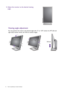 Page 1616  How to assemble your monitor hardware  
Viewing angle adjustment
You may position the screen to the desired angle with -5° to + 20° monitor tilt, 90° (left and 
right total) monitor swivel, and 130 mm monitor height.
4. Adjust the monitor to the desired viewing 
angle.
-5O~ +20O
-45O ~ +45O-45O ~ +45O
130 mm
 