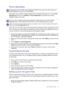 Page 29  29   How to adjust your monitor
Picture optimization
The easiest way to obtain an optimal display from an analog (D-Sub) input is to use the Auto 
Adjustment
 function. Go to Display and Auto Adjustment to optimize the currently 
displayed image to the screen.
If you wish, you can always adjust the screen geometric settings manually using geometry menu 
items. To assist you in this endeavour, BenQ has provided a screen test image utility which you 
can use to check for screen color, grayscale and line...