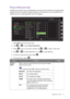 Page 45  45   Navigating the main menu
Picture Advanced menu
Available menu options may vary depending on the input sources, functions and settings. Menu 
options that are not available will become grayed out. And keys that are not available will be 
disabled and the corresponding OSD icons will disappear. 
1.  Select 
Menu from the hot key menu.
2.  Use   or   to select 
Picture Advanced.
3.  Select   to go to a sub menu, and then use   or   to select a menu item.
4.  Use   or   to make adjustments, or use...