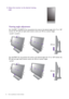 Page 2222  How to assemble your monitor hardware  
Viewing angle adjustment
(For XL2420T / XL2420TX) You may position the screen to the desired angle with -5° to + 20° 
monitor tilt, 70° (left and right total) monitor swivel, and 130 mm monitor height.
(For XL2720T) You may position the screen to the desired angle with -5° to + 20° monitor tilt, 
90° (left and right total) monitor swivel, and 140 mm monitor height.
4. Adjust the monitor to the desired viewing 
angle.
-5-5O O ~ +20~ +20O-5O ~ +20O-35-35O O ~...