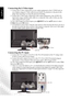 Page 31English
28 Connecting video and audio signals
Connecting the PC input
1. Connect the VGA output of your PC to the VGA IN terminal on the TV using a mini 
D-Sub (15-pin) cable (not provided).
2. Connect the audio output of your PC to the TV's VGA LINE IN terminal using an  appropriate 3.5mm-diameter Mini-jack stereo audio cable (not provided).
To view video image from this input, press 
  INPUT and use
 
▲▼  
button to select VGA 
then press OK  button.
  
When you connect the display to a PC, you...