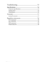 Page 4Table of contents iv
Troubleshooting .......................................................  53
Specifications ............................................................  54
Projector specifications  ...................................................... 54
Timing chart ........................................................................ 55
Dimensions.......................................................................... 56
Warranty...