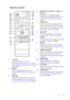 Page 11Introduction 11
Remote control
1. Power
Toggles the projector on or off.
See Starting up the projector on page 26 
and Shutting down the projector on page 
45 for details.
2. ASPECT
Selects the display aspect ratio. See 
Selecting the aspect ratio on page 34 for 
details.
3. CAPTURE
Captures the projected picture and save it 
as your startup screen. See Creating your 
own startup screen on page 43 for details.4. Keystone/Arrow buttons ( / Up,  /
Down)
Manually corrects distorted images 
resulting from an...