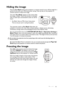 Page 41Operation 41
Hiding the image
Press the Eco Blank button from projector or remote control to turn off the image for a 
period of time with up to 70% lamp power saving. Press any key on the projector or 
remote control to restore the image. 
The word Eco Blank appears at the screen while 
the image is hidden. When this function is activated 
with an audio input connected,the audio can still be 
heard.  
• Eco Blank: Save up 70% of your lamp power. 
Time to do your part in saving the planet. 
The automatic...