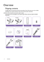 Page 66 Overview  
Overview
Shipping contents
Carefully unpack and verify that you have the items below. Some of the items may not be available 
depending on your region of purchase. Please check with your place of purchase.
Some of the accessories may vary from region to region.
The warranty card is only supplied in some specific regions. Please consult your dealer for detailed 
information.
W1070 W1080ST
ProjectorRemote controlBatteries
Warranty cardUser manual CD
 
Quick start guidePower cable
VGA...