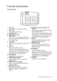 Page 13  13
  Important safety instructions
Controls and functions
Control panel
1. Focus ring
Adjusts the focus of the projected image.
2. Zoom ring
Adjusts the size of the image.
3. Lens shift cover
4. Top IR remote sensor
5. MENU/EXIT
Turns on the On-Screen Display (OSD) menu. 
Goes back to previous OSD menu, exits and 
saves menu settings.
6.  POWER
Toggles the projector between standby mode 
and on.
7. Left/
Decreases the projector volume.
When the On-Screen Display (OSD) menu is 
activated, the #7, #12,...