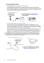 Page 2222 Important safety instructions  
Connecting HDMI devices
•  Connecting HDMI devices to the projector with HDMI cables
HDMI (High-Definition Multimedia Interface) supports uncompressed video data transmission 
between compatible devices like DTV tuners, DVD players, Blu-ray players and displays over a single 
cable. It provides pure digital viewing and listening experience. You should use an HDMI cable when 
making connection between the projector and HDMI devices.
•  Connecting HDMI devices to the...