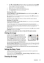 Page 35Operation 35 6. Press   to highlight Gain and adjust its values to your preference by pressing  / . 
The contrast level of the primary color you select will be affected. Every adjustment 
made will reflect to the image immediately. 
7. Repeat steps 3 to 6 for other color adjustments.
8. Make sure you have made all of the desired adjustments.
9. Press MENU/EXIT to exit and save the settings.
Selecting a Film Mode
Highlight Film Mode in the PICTURE: Advanced menu and select by pressing  /  on 
the...