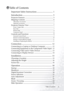 Page 3Table of Contents iii
Table of Contents
Important Safety Instructions ...............................  1
Introduction ...........................................................  5
Projector Features ................................................................ 5
Shipping Contents  ............................................................... 6
Alternative Accessories ................................................................................... 7
Optional Accessories...