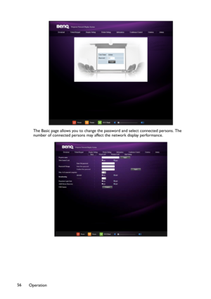 Page 56Operation 56The Basic page allows you to change the password and select connected persons. The 
number of connected persons may affect the network display performance. 