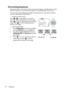 Page 32Operation 32
Correcting keystone
Keystoning refers to the situation where the projected image is noticeably wider at either 
the top or bottom. It occurs when the projector is not perpendicular to the screen. 
To correct this, besides adjusting the height of the projector, you will need to manually 
correct it following one of these steps.
• Using the remote control
Press  /  on the projector or remote 
control to display the Keystone correction page. 
Press   to correct keystoning at the top of the...