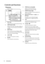Page 10Introduction 10
Controls and functions
Projector6. TEMPerature warning light
Lights up red if the projectors 
temperature becomes too high.
7. POWER indicator light
Lights up or flashes when the projector is 
under operation.
8. Keystone/Arrow keys ( / Up,  /
Down)
Manually corrects distorted images 
resulting from an angled projection.
9. Auto
Automatically determines the best picture 
timings for the displayed image.
10. Right/
Increases the projector volume. 
When the On-Screen Display (OSD) 
menu is...